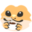 64x62px blob emoji based on a bearded dragon (holding coffee)