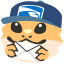 64x62px blob emoji based on a bearded dragon (mail delivery person)