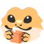 64x62px blob emoji based on a bearded dragon (sipping mango juice)